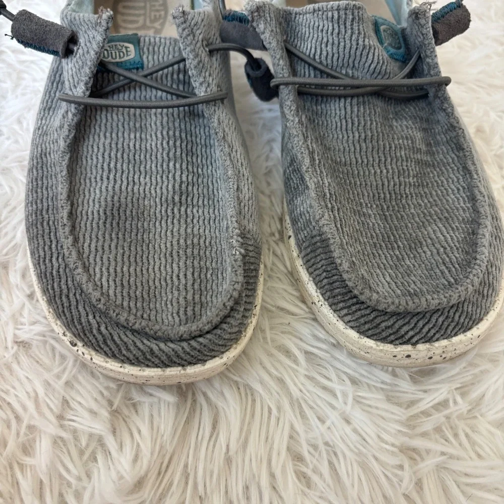 Hey Dude Wendy Wave Corduroy Gray Slip-On Shoes Women's Size US 8 EU 39
